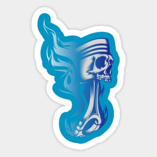 Piston in Blue Fire Sticker